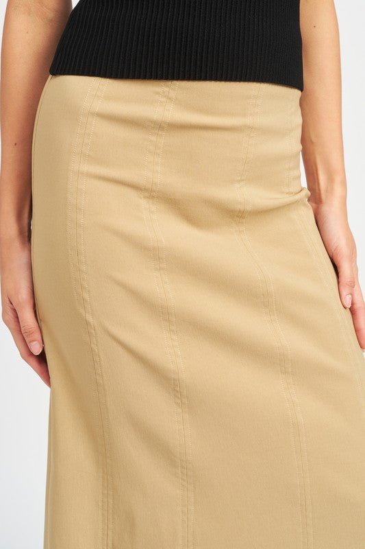 ZIPPER UP HIGH RISE MAXI SKIRT - Mack & Harvie