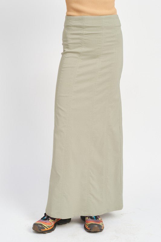ZIPPER UP HIGH RISE MAXI SKIRT - Mack & Harvie